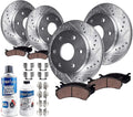 12.99" Front & 13.58" Rear Drilled Slotted Rotors w/ Brake Pads 10pc Set K175