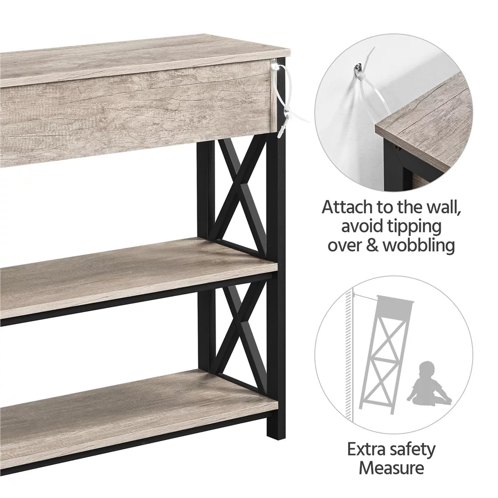 Gray Console Table with 1 Drawer & 2 Shelves A40118