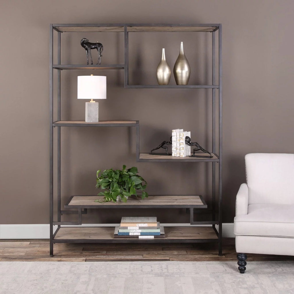58" Reclaimed Pine Etagere Shelving T70409