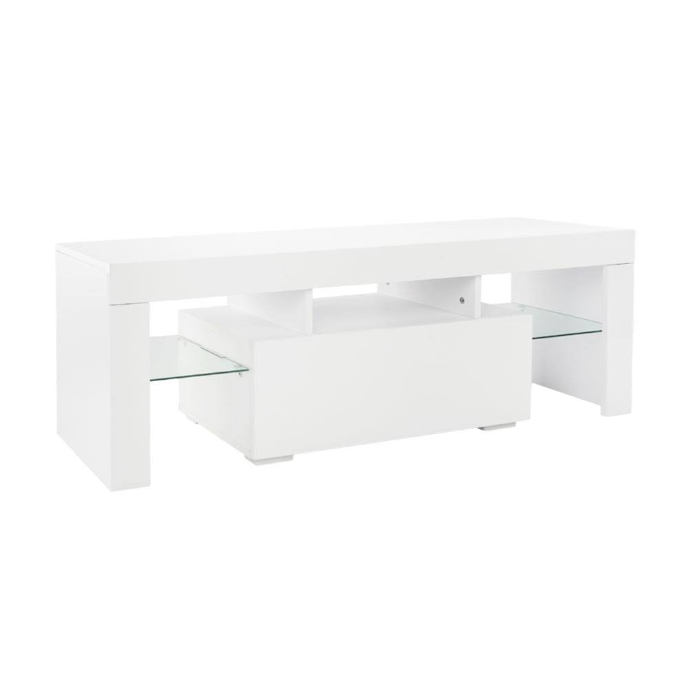 White LED TV Stand with Drawer G55230