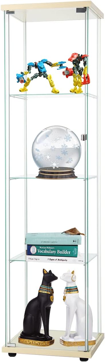4-Shelf Glass Display Cabinet with Door U713