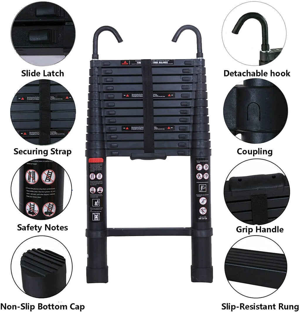 12.5Ft Telescopic Aluminum Folding Ladder Y92150