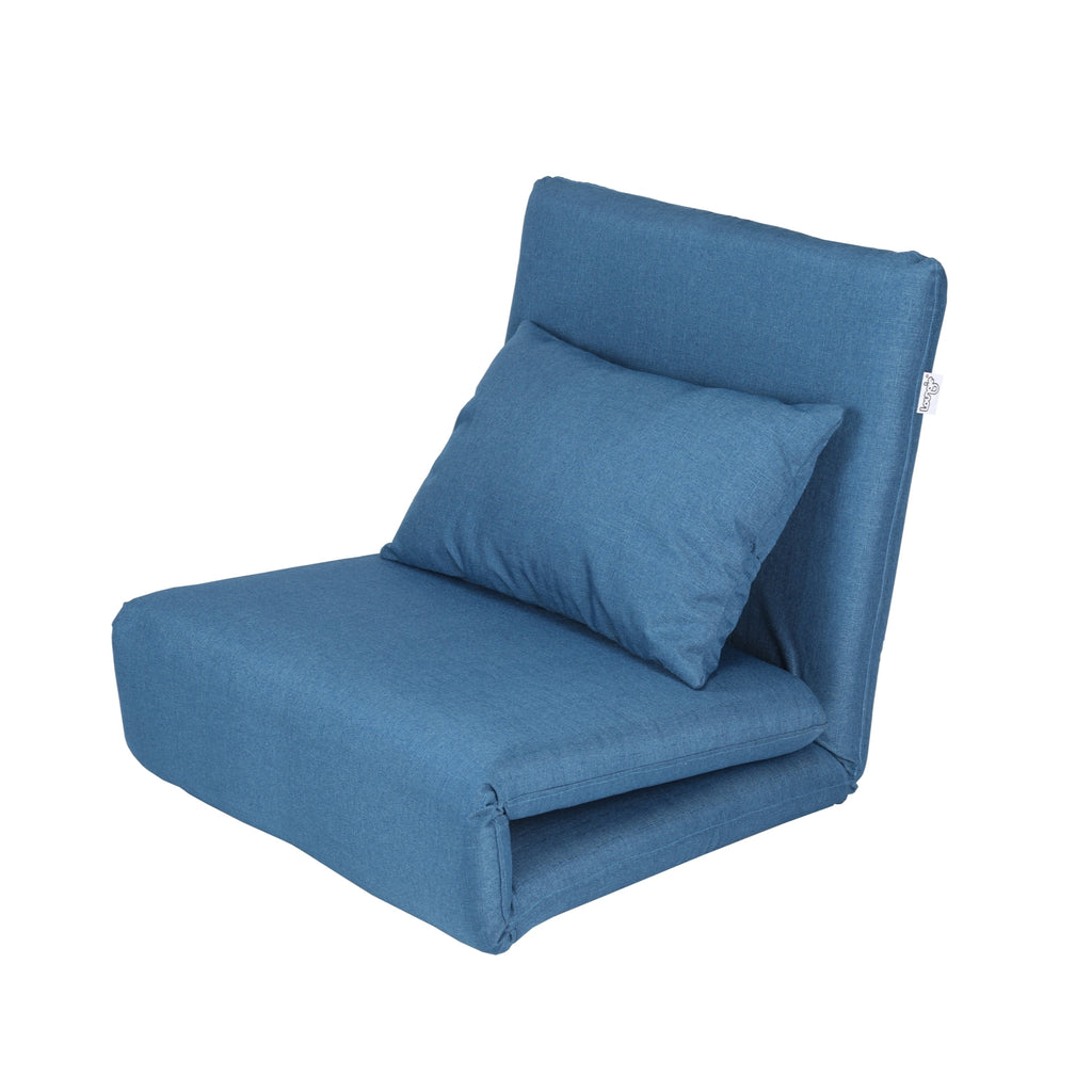 Blue Linen 5 Position Adjustable Convertible Floor Chair L289655