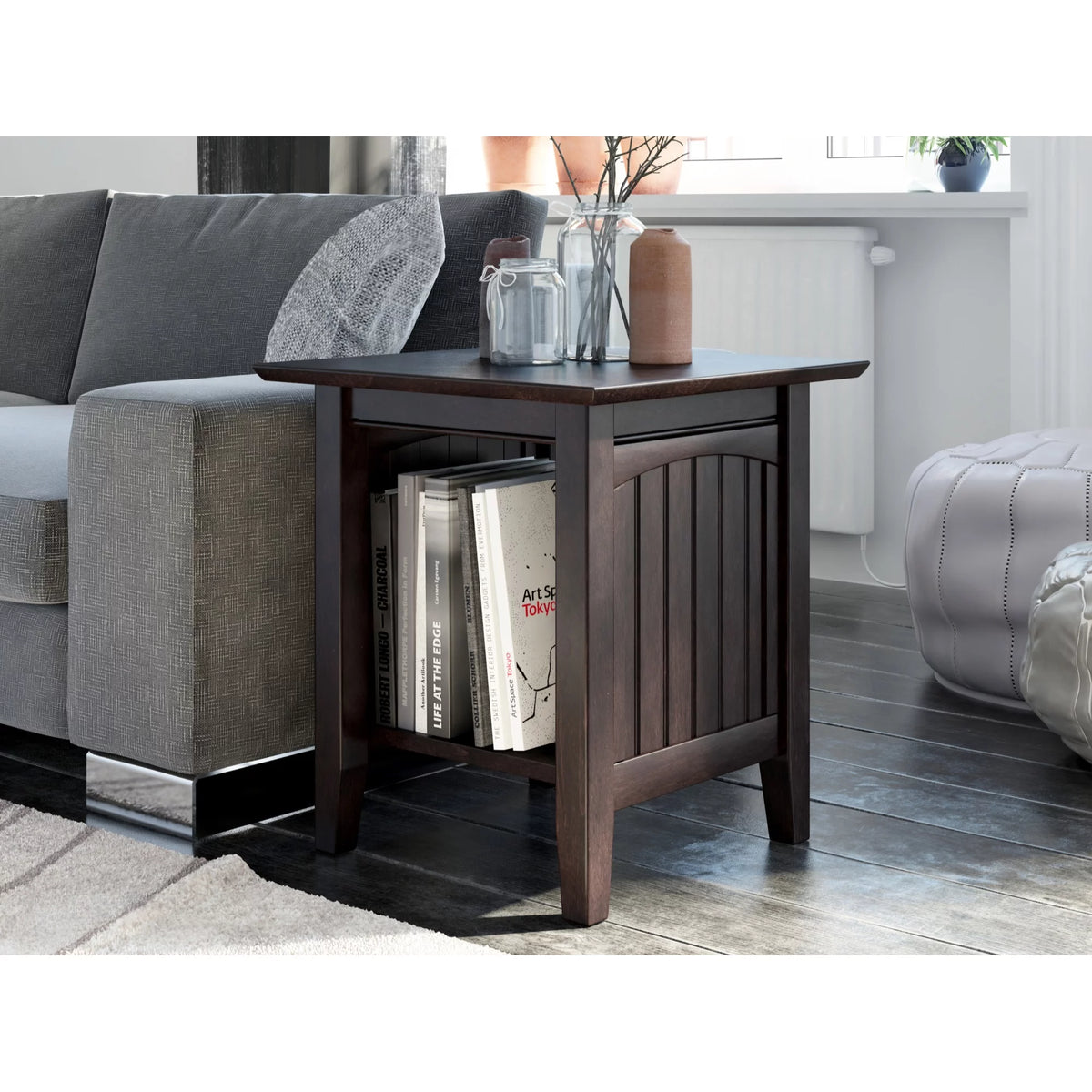 Solid Hardwood End Table Set of 2 Black Espresso O388