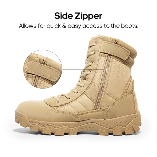 Men's Tactical Work Boots Side Zipper 8 Inches Z8260