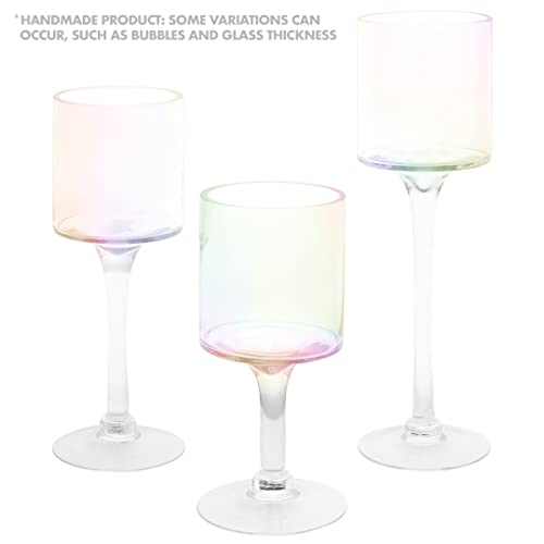 Tall Candle Holder Set Of 3 Clear Glass Y3813