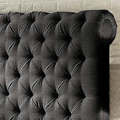 Natural Upholstered Bed Frame with Button Tufting Headboard, Twin H30408