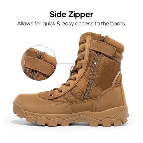 Men's Tactical Work Boots Side Zipper 8 Inches Z8260