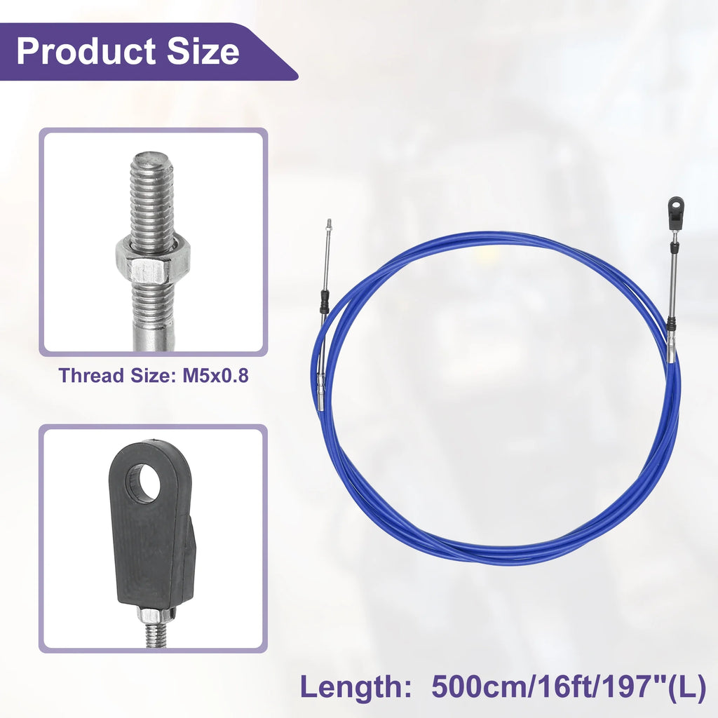 2 Pcs 500cm Marine Boat Throttle Shift Control Cable Blue S54916