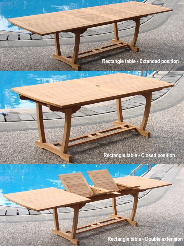 7 Pc Teak Dining Set with 94" Rectangle Table and 6 Stacking Arm Chairs Q152