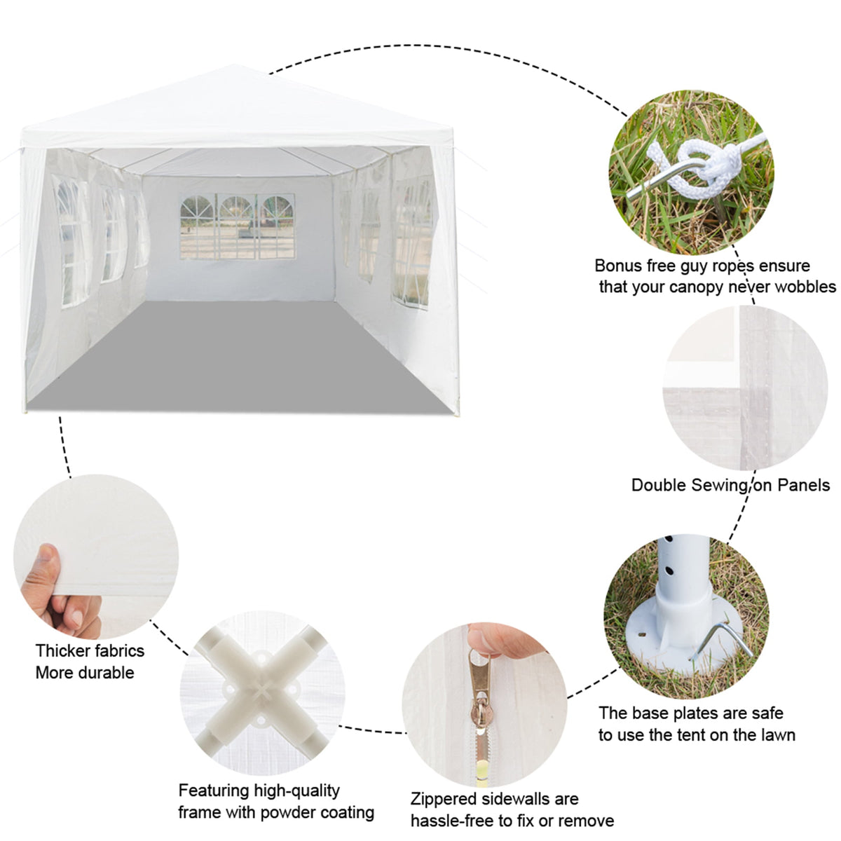 10'x30' Waterproof Canopy Tent with 8 Removable Sidewalls O52842