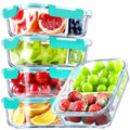 5 Pack Glass Meal Prep Containers 2 Compartment Set, 36OZ Airtight Glass Food Storage Containers with Lids, Grey Q865