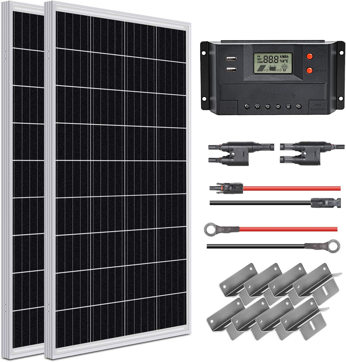 100 Watt 12 Volt Monocrystalline Solar Panel Starter Kit D794