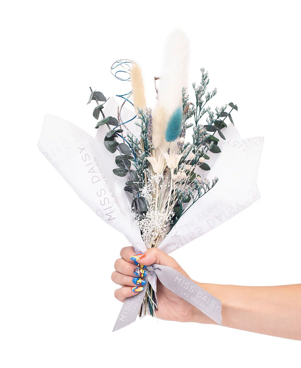 Dried Floral Bouquet White 12″ x 6″ G76719