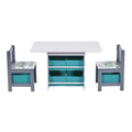 White Blue Gray Engineered Wood Table and Chair Set Z289