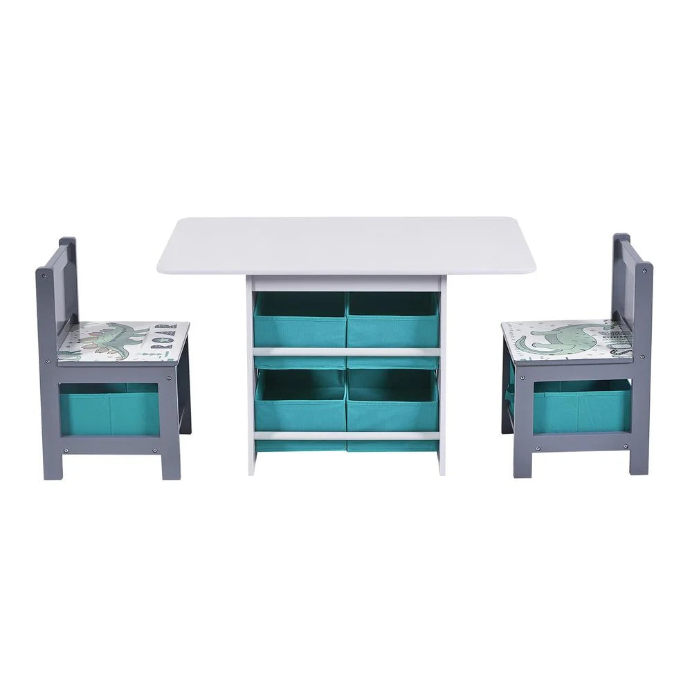 White Blue Gray Engineered Wood Table and Chair Set Z289
