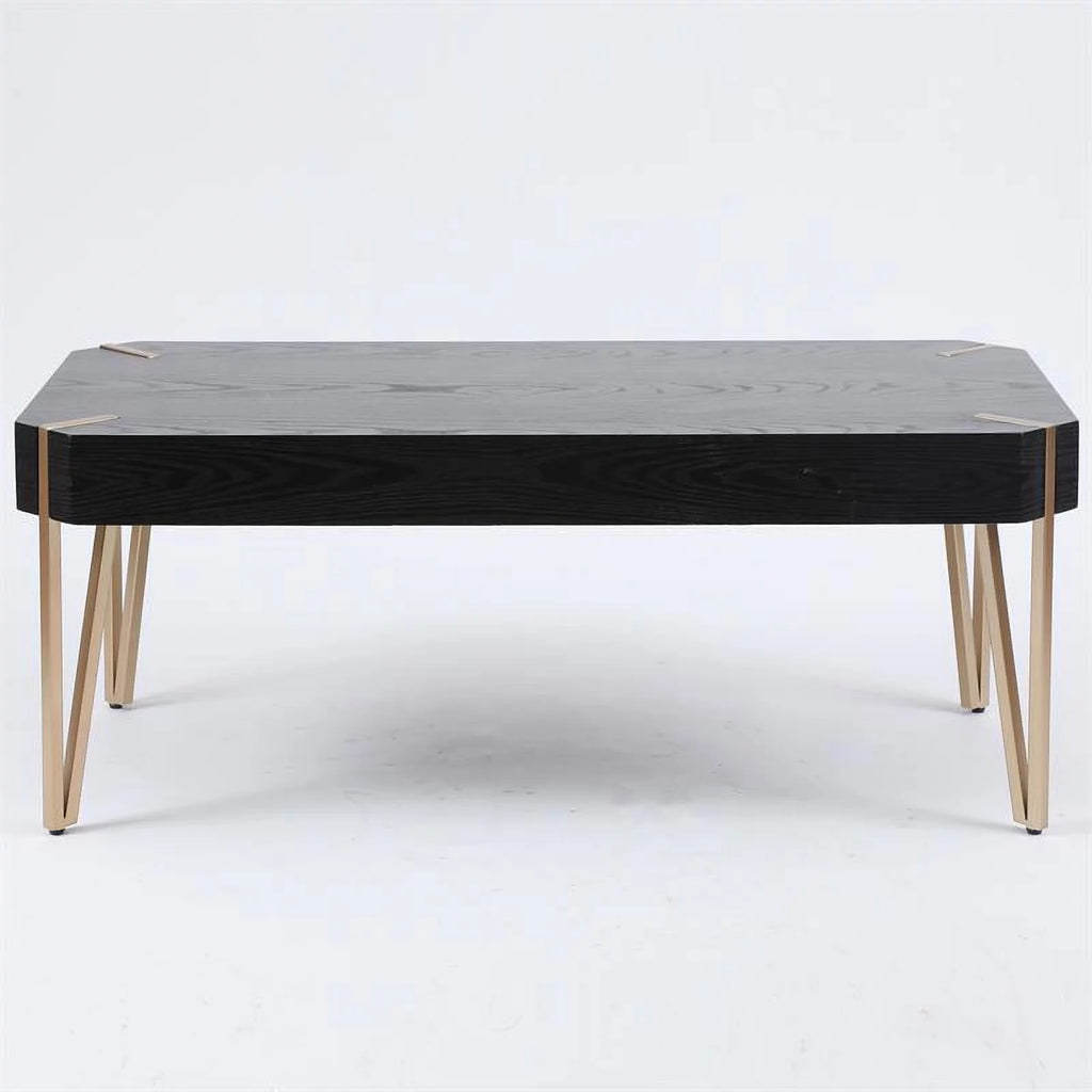 Wood and Metal Coffee Table Black T72798