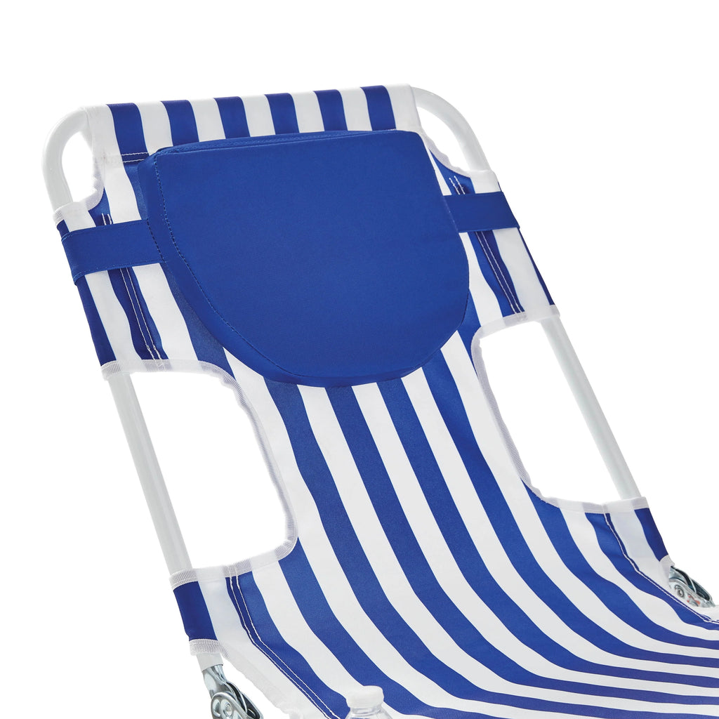Blue & White Stripe Folding Beach Lounger 2-Pack P113123