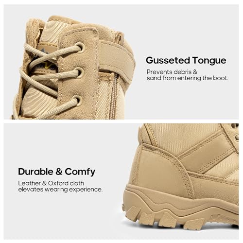 Men's Tactical Work Boots Side Zipper 8 Inches Z8260
