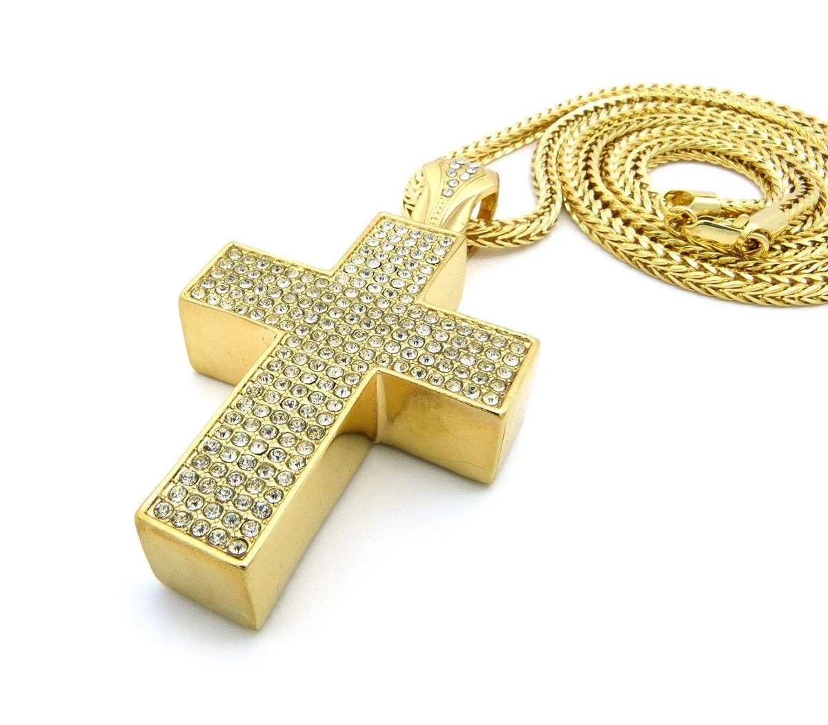 Gold-Tone Cross Pendant Necklace with 36" Chain W568