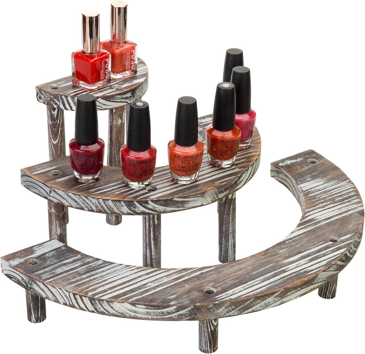 3 Tier Rustic Torched Wood Semicircle Cupcake Stand T8818