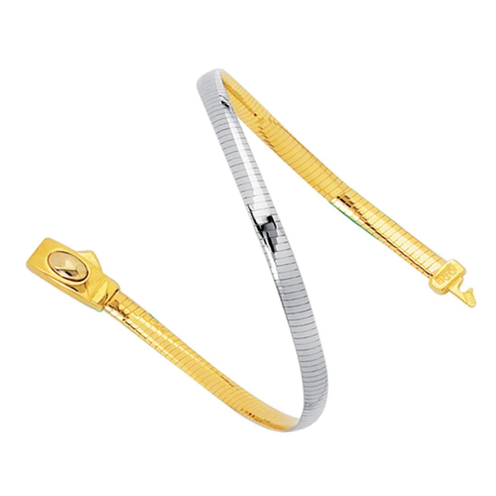 14k Yellow & White Gold Reversible Omega Necklace 16" B84862