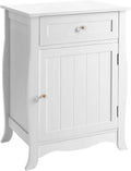 White Nightstand with Storage Cabinet and Drawer A74402