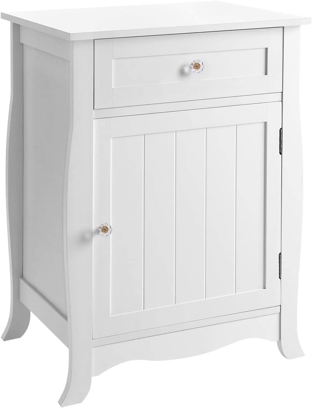 White Nightstand with Storage Cabinet and Drawer A74402