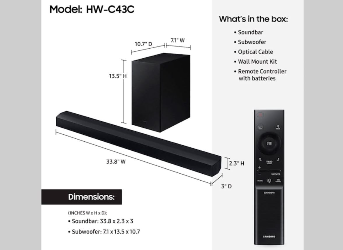 2.1 ch Soundbar with Subwoofer Black L784573