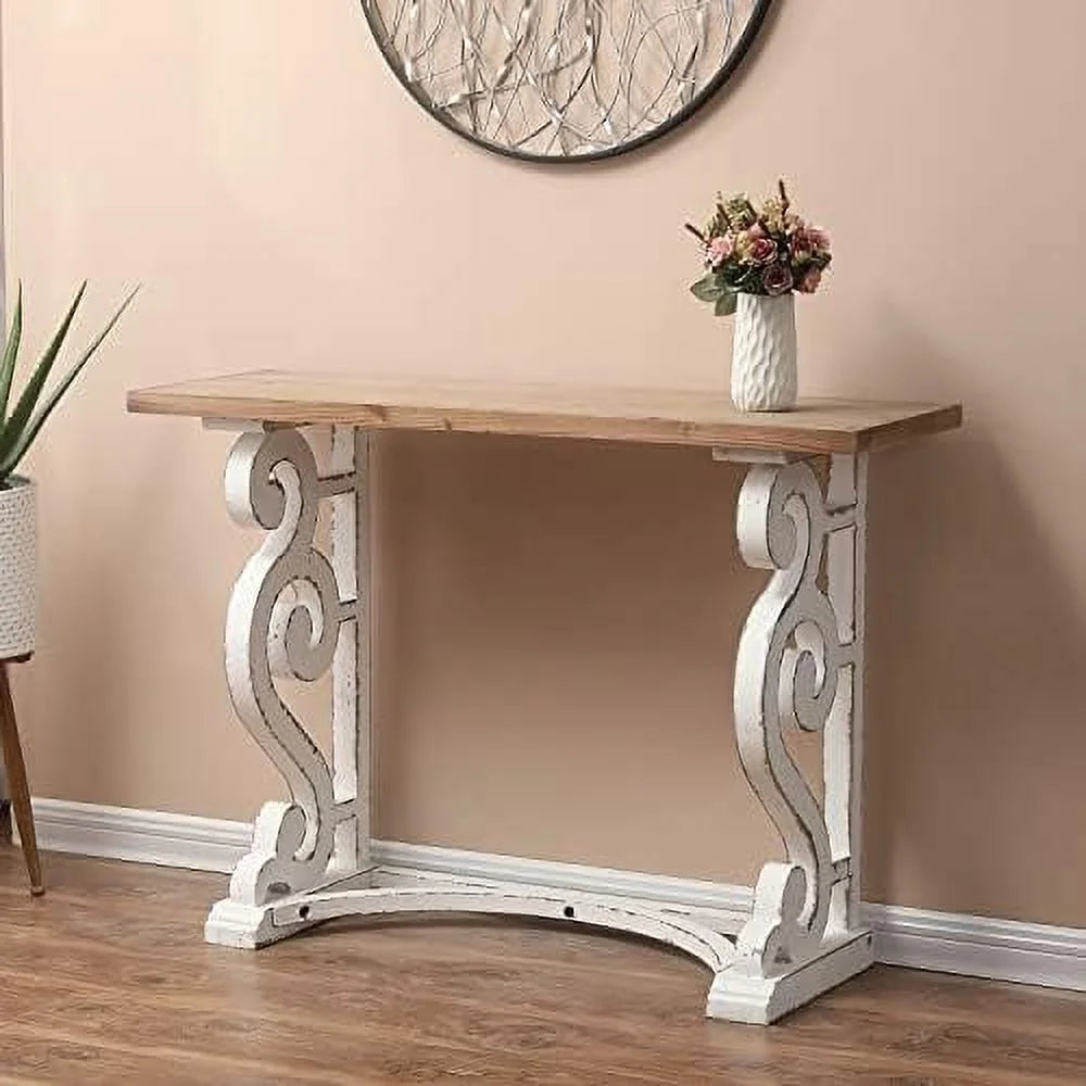 35'' 2-Drawer Wood Entryway Table Washed White Y48113