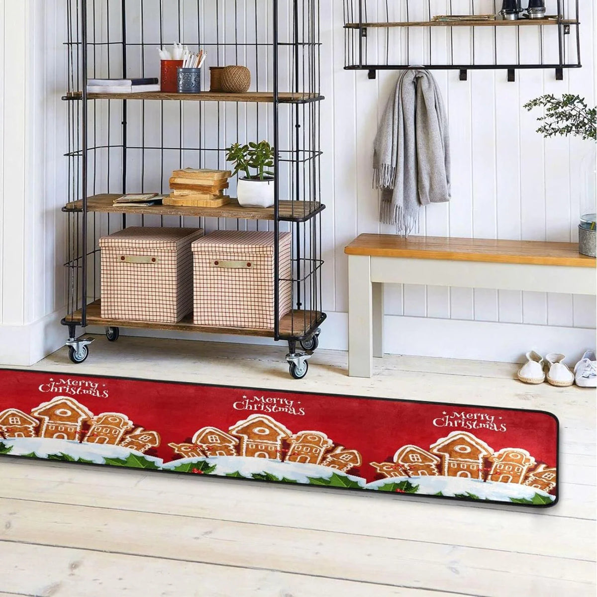 2'x6' Christmas Gingerbread House Runner Rug with Rubber Backing L128
