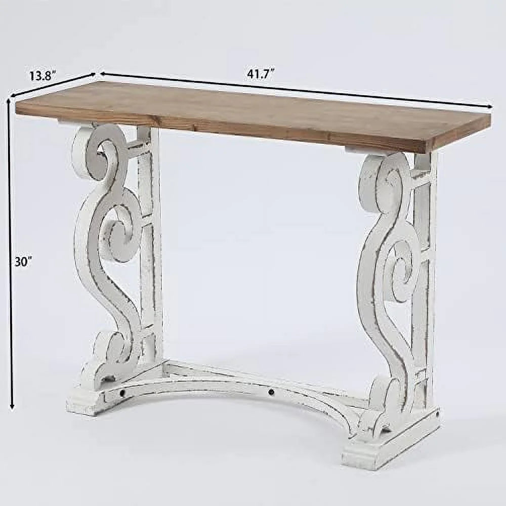 35'' 2-Drawer Wood Entryway Table Washed White Y48113