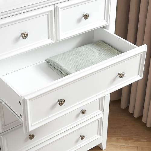 White 6 Drawer Dresser with Metal Handles R134