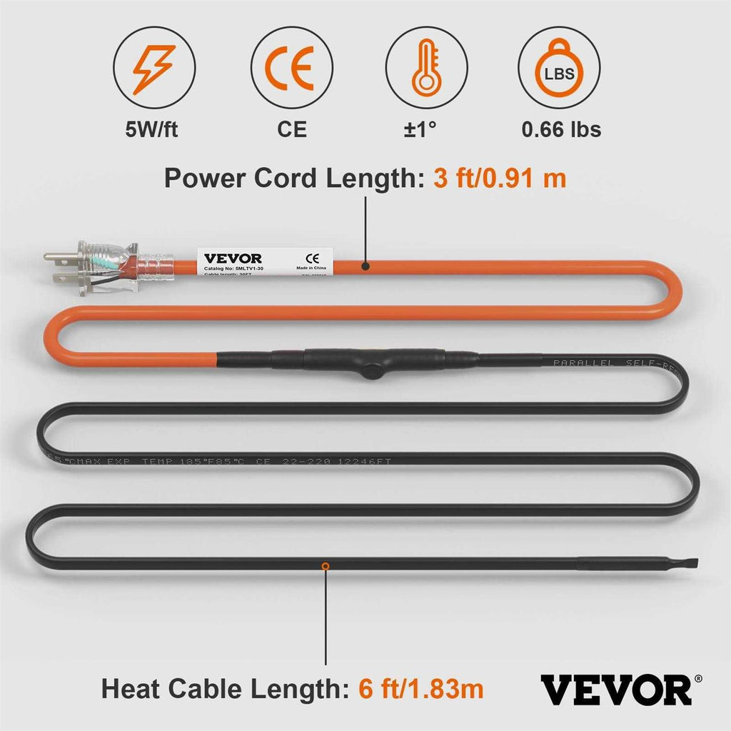 Self-Regulating Pipe Heating Cable 30 ft I234852