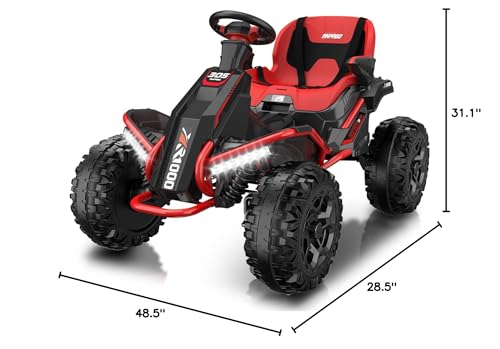 24V 4x4 Ride On Toy with 4x200W Motors, 5MPH, Parent Remote, Wide Adjustable Seat, Headlights, Metal Frame, Shock Absorbers, Green D53419