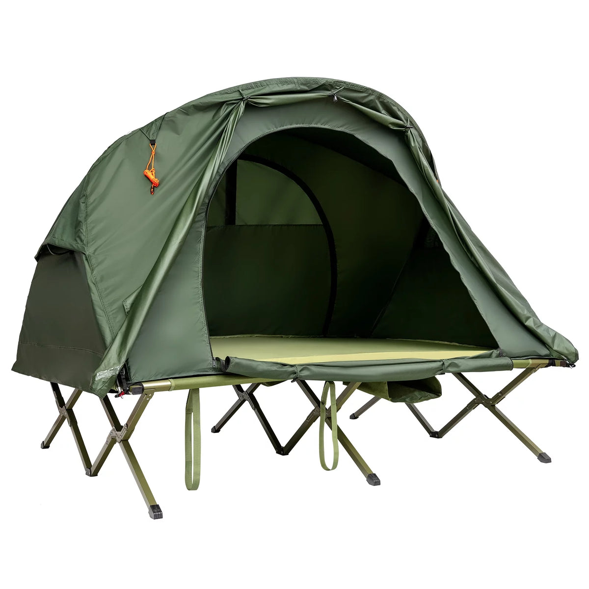 2-Person Folding Camping Tent Cot with External Cover Green L83228