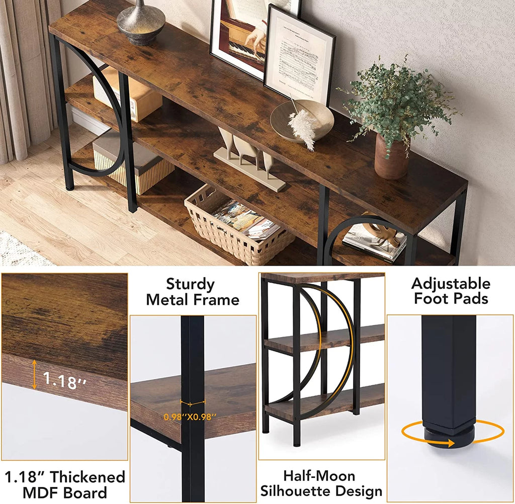 70.9 Inch 3 Tier Console Table with Shelves K869