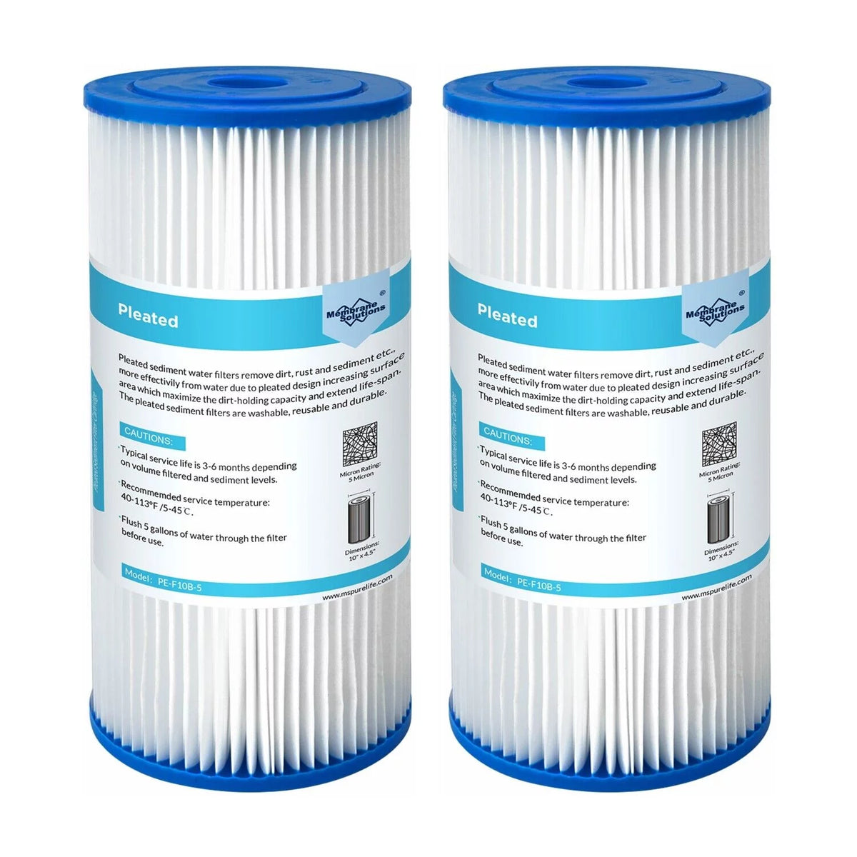 10" x 4.5" Pleated Sediment Water Filter Replacement, Pack of 2 S799196