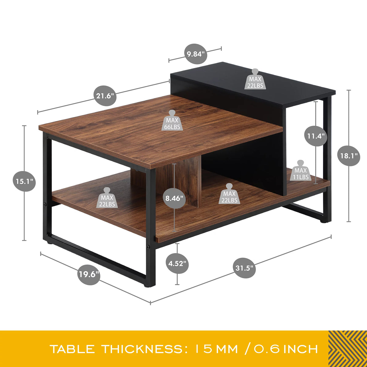 Industrial Wood and Metal Rectangle Coffee Table E66390