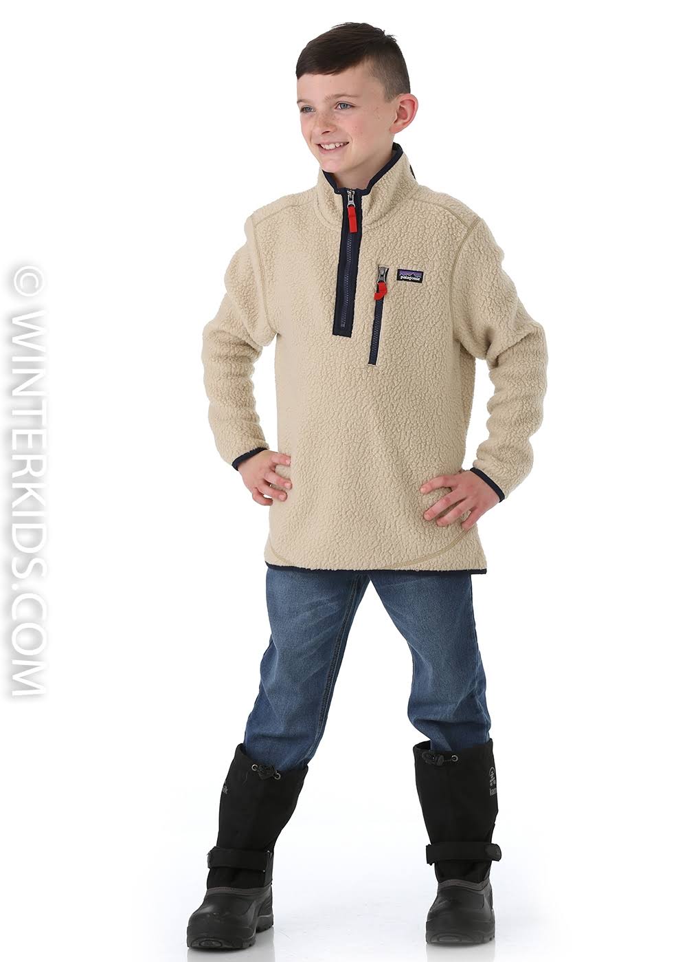 Patagonia Boys Retro Pile 1/4 Zip El Cap Khaki / M J837127