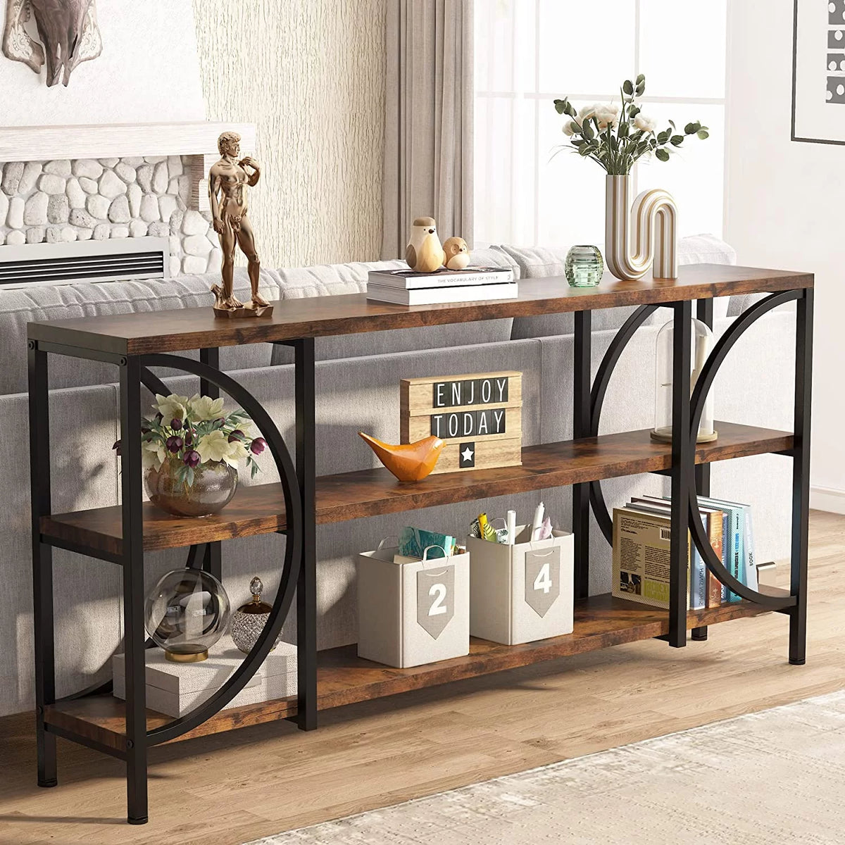 70.9 Inch 3 Tier Console Table with Shelves K869