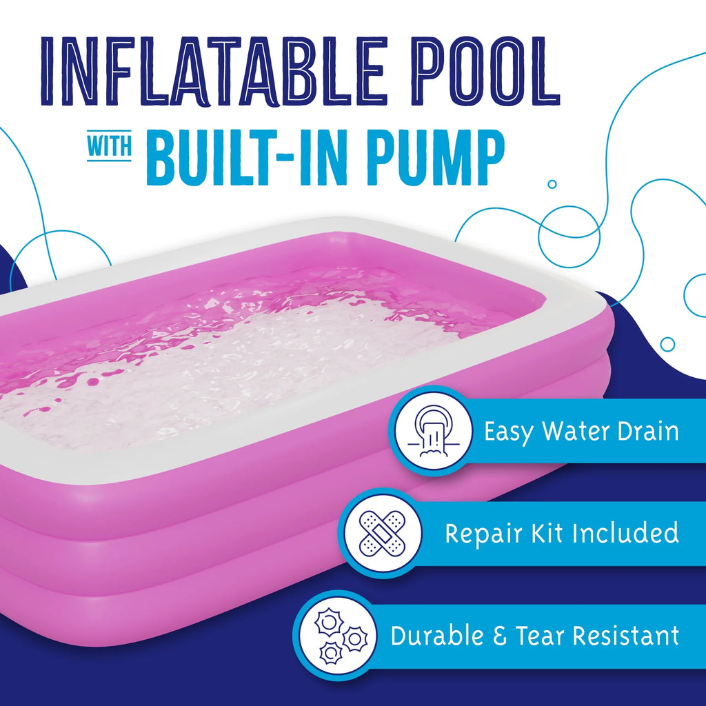 Inflatable Swimming Pool with Built-in Air Pump Pink Large M5550