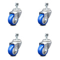 Blue Poly Swivel Caster Set of 4 with 3.5x22 Wheels and 12mm Stem W34102