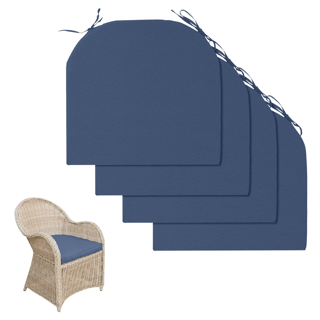 Waterproof Outdoor Seat Cushions Set of 4 Navy Blue X499