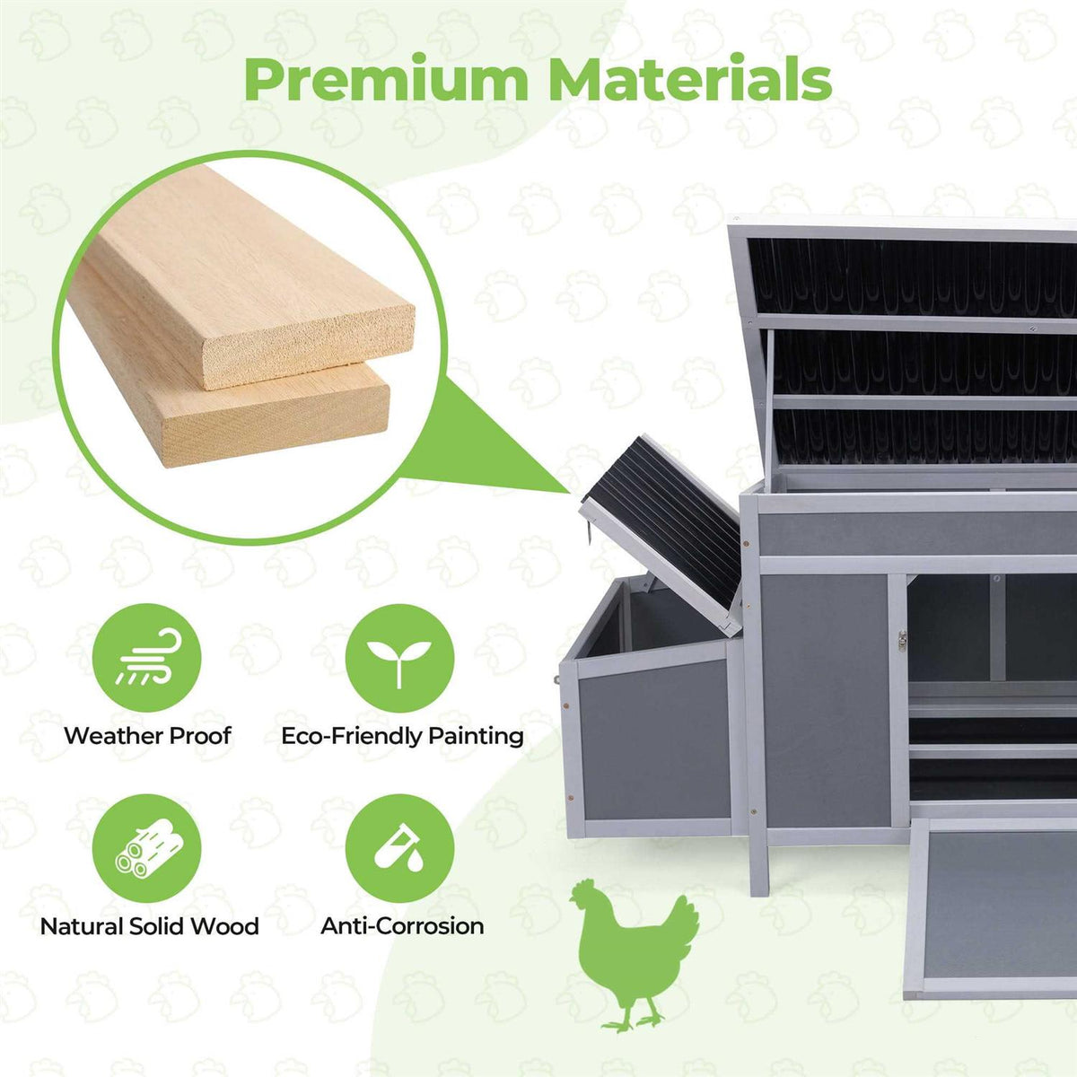 Outdoor Wooden Chicken Coop with Waterproof Roof U992760