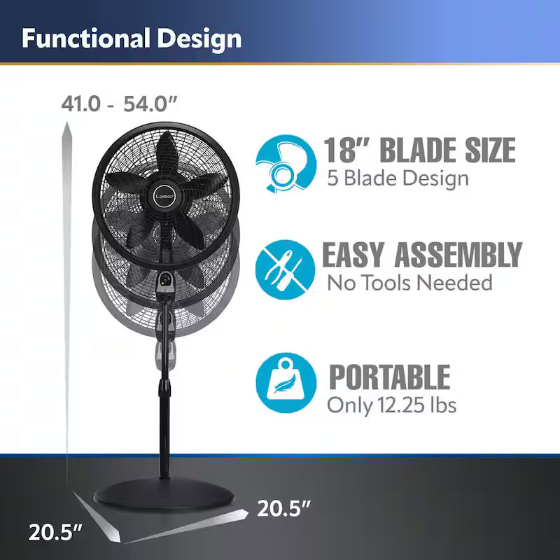 Black 3 Speed Oscillating Pedestal Fan U483