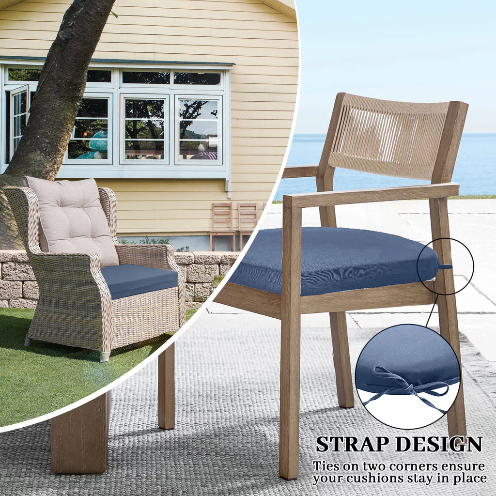Waterproof Outdoor Seat Cushions Set of 4 Navy Blue X499