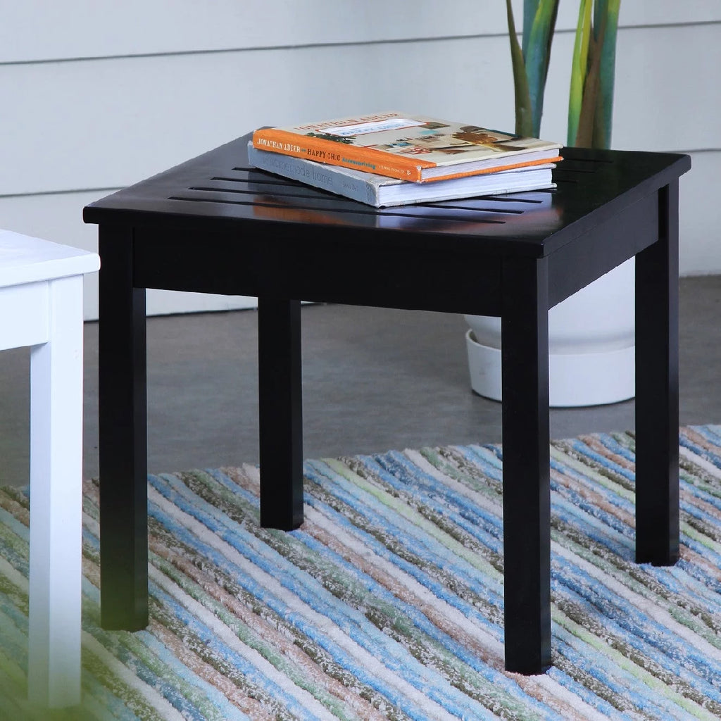 Solid Wood Patio Side Table White Finish B2566