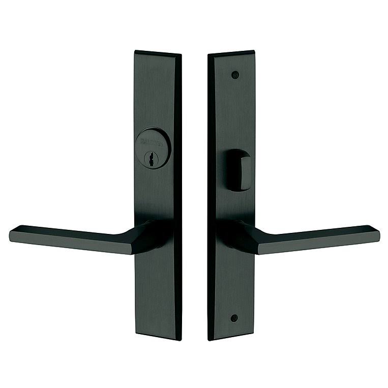 Satin Black Lever Single Cylinder Mortise Handleset Trim Set I420