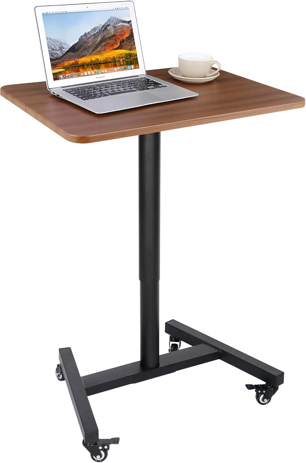 28 Inch Pneumatic Height Adjustable Rolling Standing Desk Cart Black O411273
